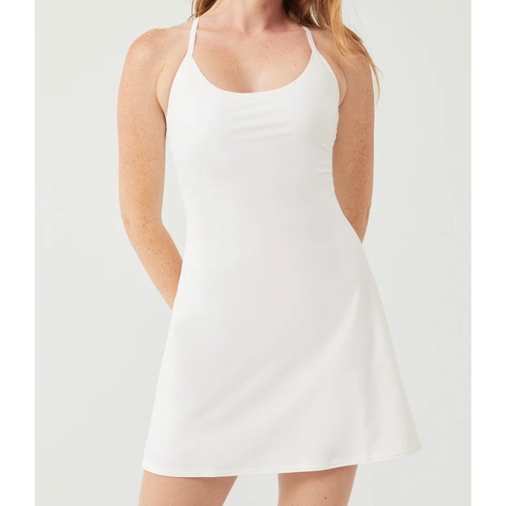 OUTDOOR VOICES OV Solid White THE EXERCISE DRESS Hidden Shorts LK~NW~! sz S